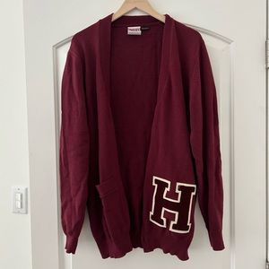 Authentic vintage Harvard Letterman varsity sweater cardigan oversized Maroon